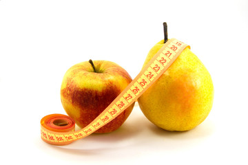 apple, pear and ruler