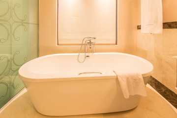 Modern bathroom interior with bathtub