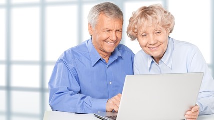 Senior Adult, Couple, Computer.