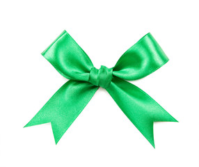 green bow on a white background
