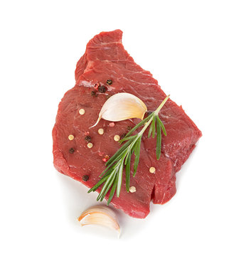 Beef raw meat, steak isolated on white background