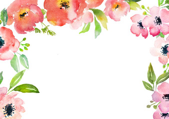 Watercolor roses card template