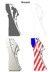 Brevard County (Florida) outline map set