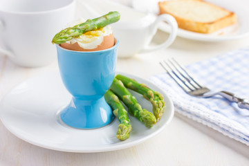 boiled egg and asparagus for breakfast
