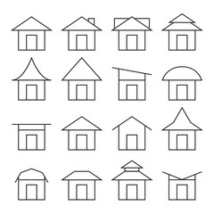 house  and roof icon set