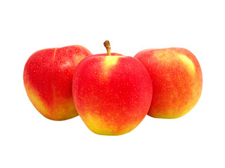 Three red apples.Isolated.