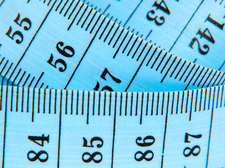 Blue measuring tape.Closeup.