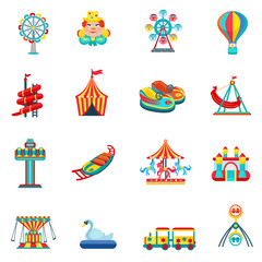 Amusement park icons set