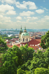 Fototapeta na wymiar Town panorama and Malostranske namesti