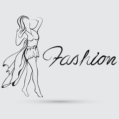 Beautiful woman model walking on the runway