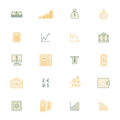 Money line icon set
