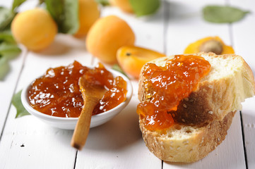 apricot jam on sliced bread
