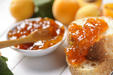 apricot jam on sliced bread