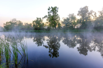 Fototapeta na wymiar Morning scene on river