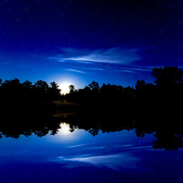 night sky over lake