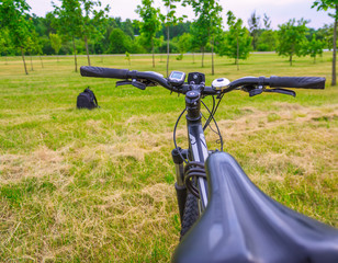 Fototapeta na wymiar Mountain bike in a meadow