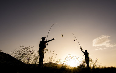 olta balıkçılığı silüet