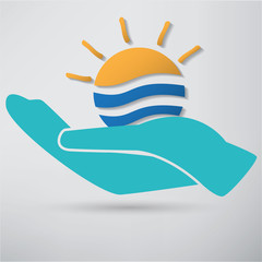 Sun in hand creative idea