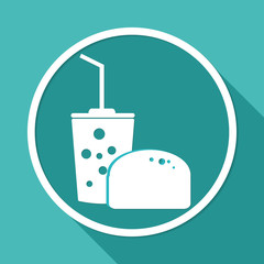 Fast food icon on white circle with a long shadow