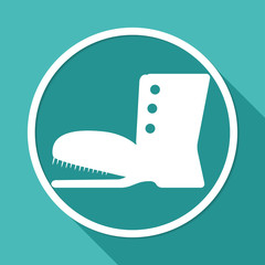 boots icon on white circle with a long shadow
