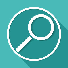 Magnify icon on white circle with a long shadow