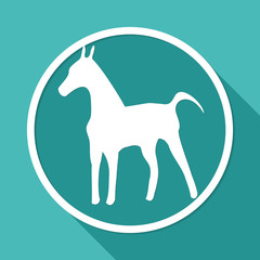 dog icon on white circle with a long shadow