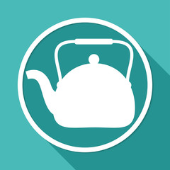Icon Tea maker on white circle with a long shadow