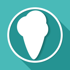Ice Cream on white circle with a long shadow