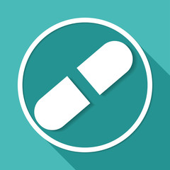 medicine icon on white circle with a long shadow