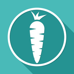 Carrot Icon on white circle with a long shadow