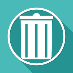 trash can icon on white circle with a long shadow