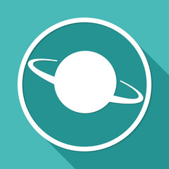 UFO Icon on white circle with a long shadow