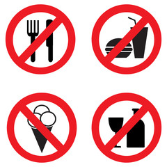 Set of icons forbidding food