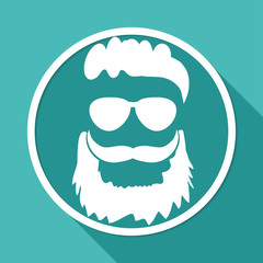 Icon beard on white circle with a long shadow