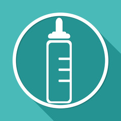 Icon baby pacifier on white circle with a long shadow