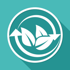 Icon Eco on white circle with a long shadow