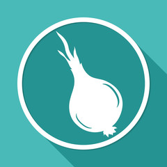 Icon onion on white circle with a long shadow