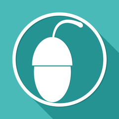 Icon acorn on white circle with a long shadow
