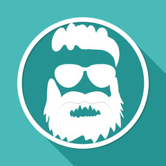 Icon beard on white circle with a long shadow