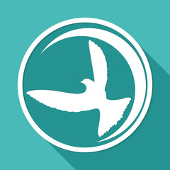 Icon Dove of Peace on white circle with a long shadow