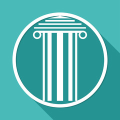 Icon Antique Column on white circle with a long shadow