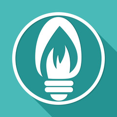 Icon Light bulb on white circle with a long shadow