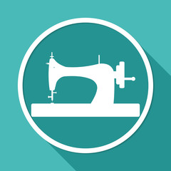 Icon Sewing Machine on white circle with a long shadow