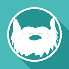 Icon beard on white circle with a long shadow