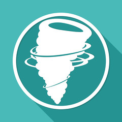 Icon wind on white circle with a long shadow