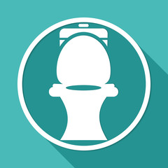 Icon Toilet on white circle with a long shadow