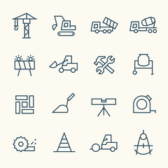 Construction line icon set