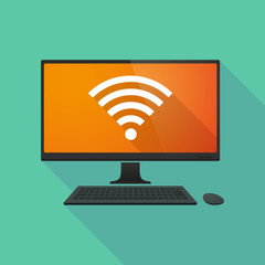 Personal computer with a radio signal sign