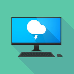 Personal computer with a stormy cloud