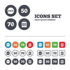 Sale speech bubble icon. Big sale shopping bag.